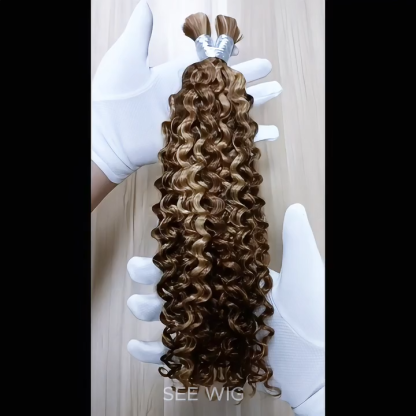 Deep Curly Bulk Human Hair - #4/27/30 Braiding Hair