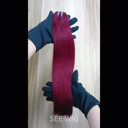 Sew In Hair Extensions - #99J Straight Human Hair