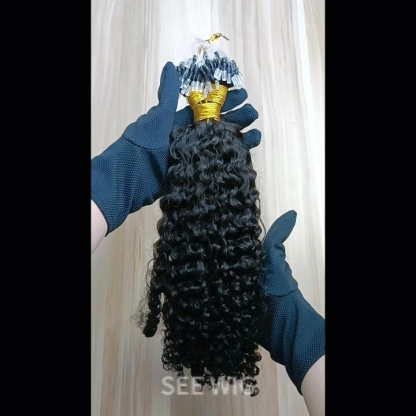 Micro Ring Hair Extensions - #1B Jerry Curly Human Hair