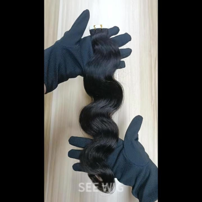 Tape In Hair Extensions - #1B Body Wave Human Hair