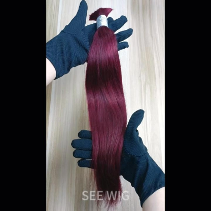 Bulk Human Hair - #99J Burgundy Straight Braiding Hair