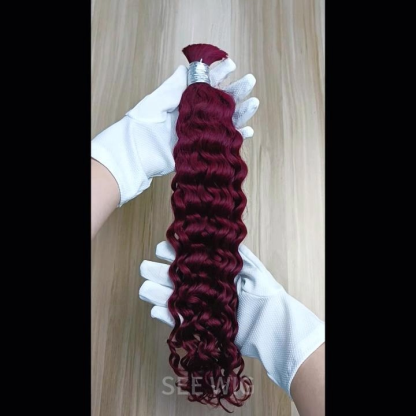 Deep Curly Bulk Human Hair - #99J Burgundy Braiding Hair