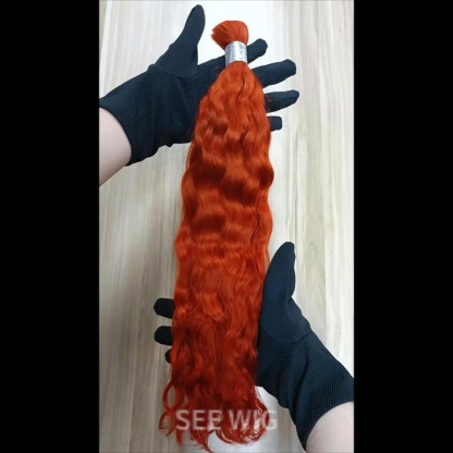 Bulk Human Hair - #350 Ginger Water Wave Braiding Hair
