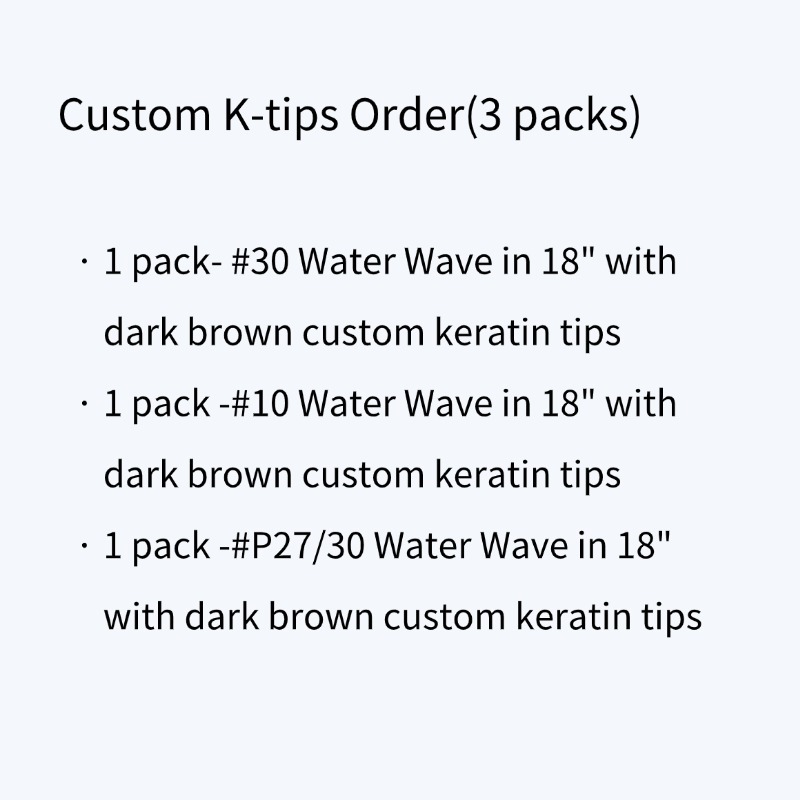 Custom 3 Packs of K-tip Hair Extensions(Virgin Human Hair)