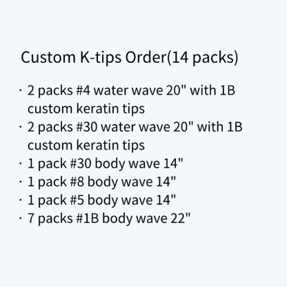 Custom 14 Packs of K-tip Hair Extensions