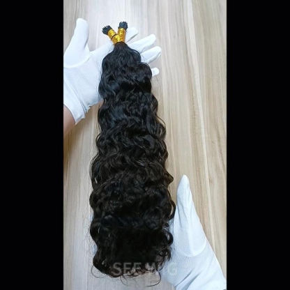 I-Tip Hair Extensions - #1B Water Wave SDD Human Hair