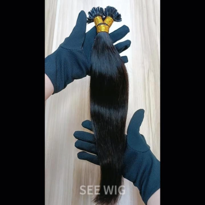 U-Tip Hair Extensions - #1B Straight Human Hair