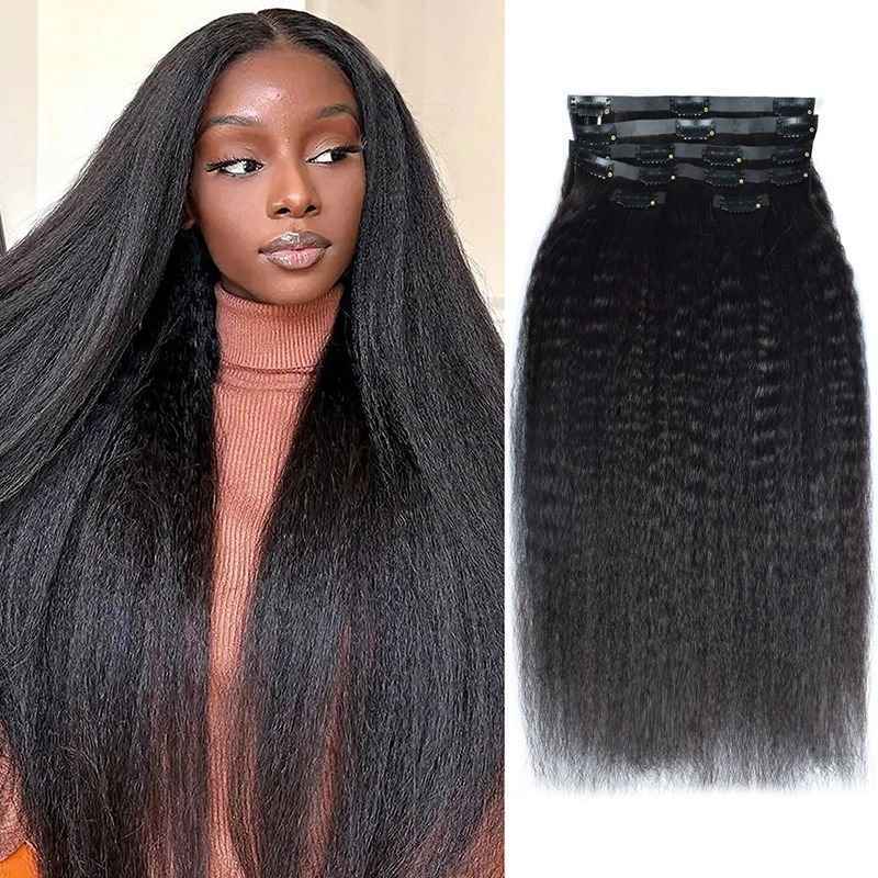 Seamless Clip In Hair Extensions - Black Straight Human Hair