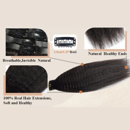 Seamless Clip In Hair Extensions - Black Straight Human Hair