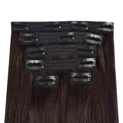Lace Clip In Hair Extensions - #2 Brown Straight Human Hair