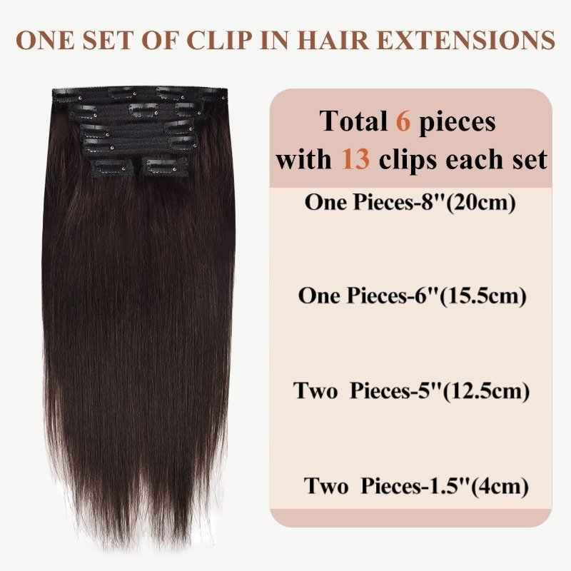 Lace Clip In Hair Extensions - #2 Brown Straight Human Hair