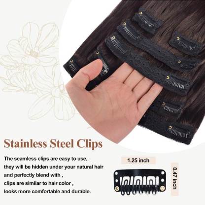 Lace Clip In Hair Extensions - #2 Brown Straight Human Hair