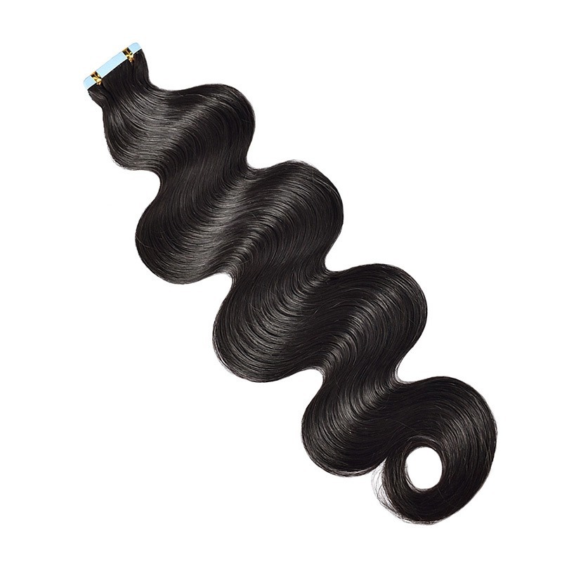 Tape In Hair Extensions - #1B Body Wave Human Hair