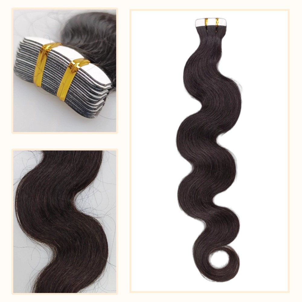 Tape In Hair Extensions - #1B Body Wave Human Hair
