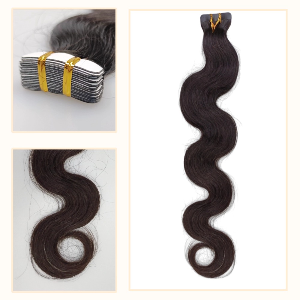 Tape In Hair Extensions - #1B Body Wave Human Hair