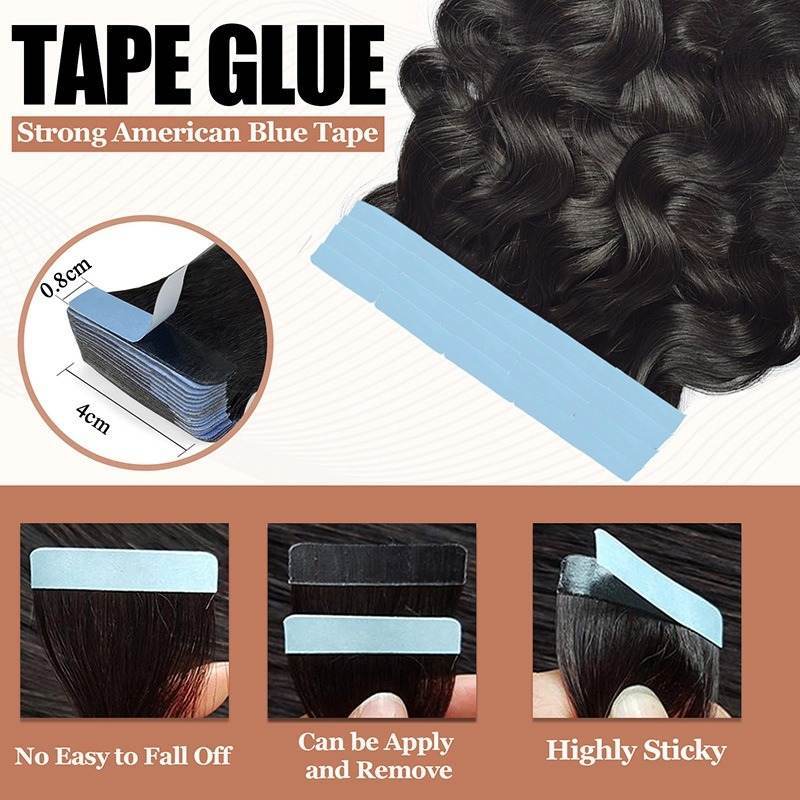 Tape In Hair Extensions - #1B Body Wave Human Hair