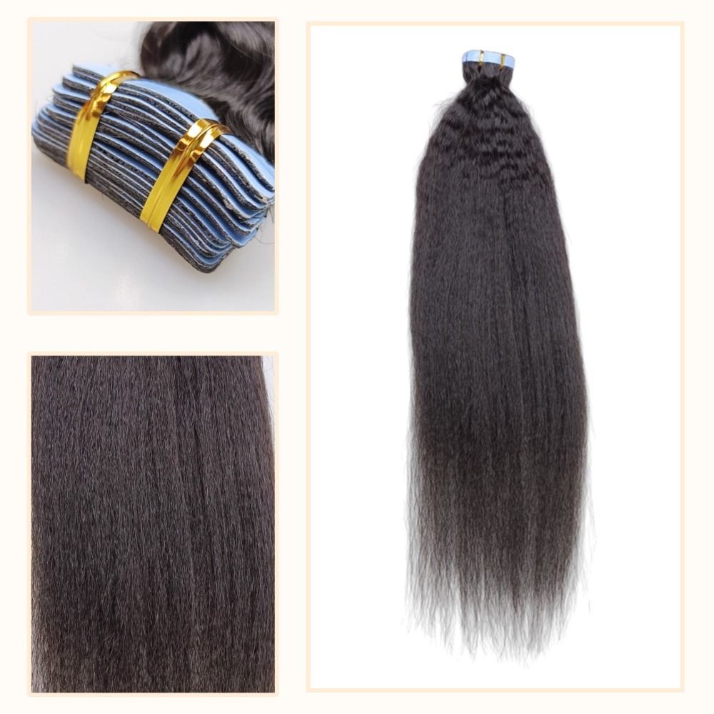 Tape In Hair Extensions - #1B Kinky Straight Human Hair