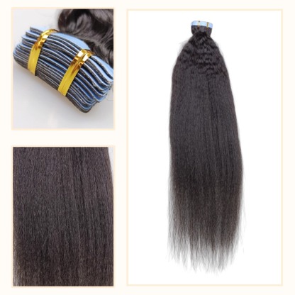 Tape In Hair Extensions - #1B Kinky Straight Human Hair