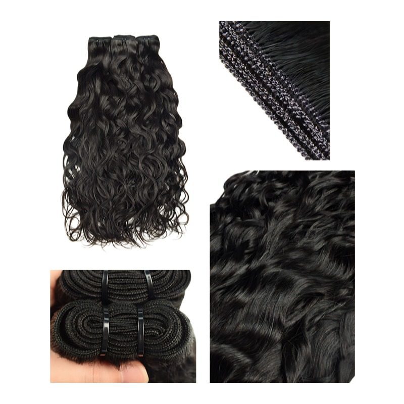 Sew In Hair Extensions - #1B Water Wave Human Hair