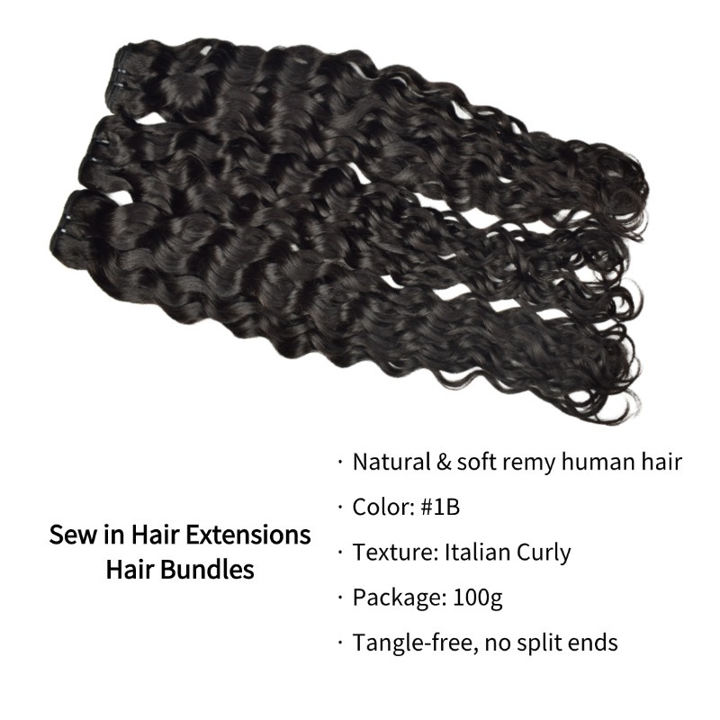 Sew In Hair Extensions - #1B Italian Curly Human Hair