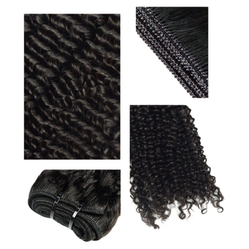 Sew In Hair Extensions - #1B Kinky Curly Human Hair