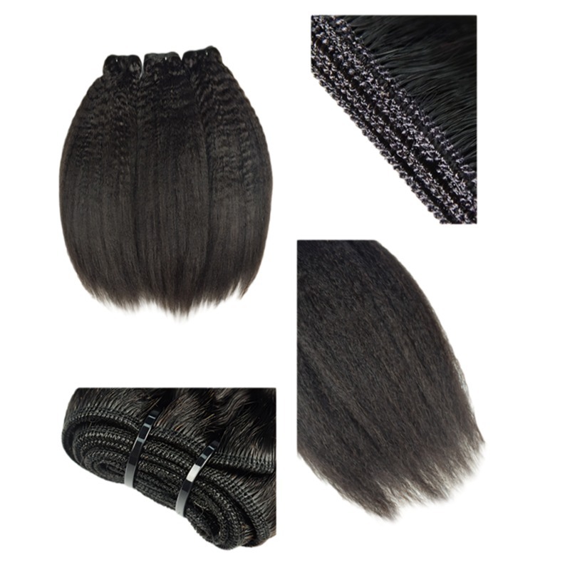 Sew In Hair Extensions - #1B Kinky Straight Human Hair