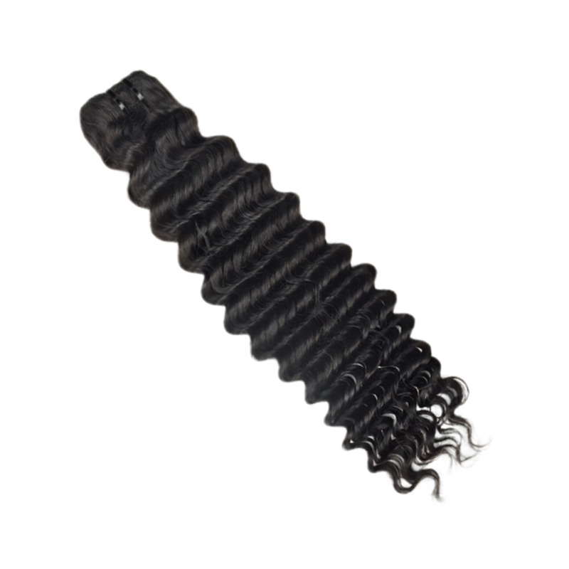 Sew In Hair Extensions - #1B Deep Wave Human Hair