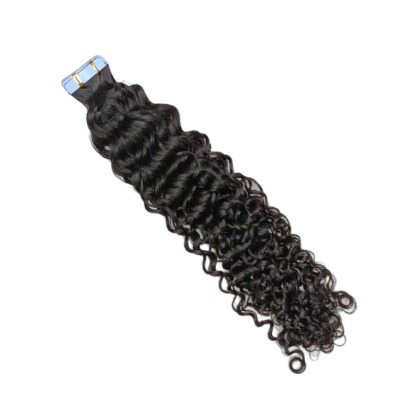 Tape In Hair Extensions - #1B Deep Curly Human Hair