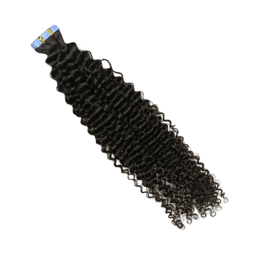 Tape In Hair Extensions - #1B Kinky Curly Human Hair