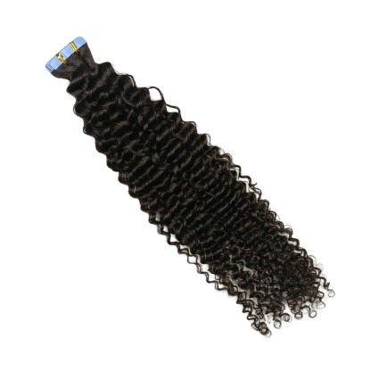Tape In Hair Extensions - #1B Kinky Curly Human Hair