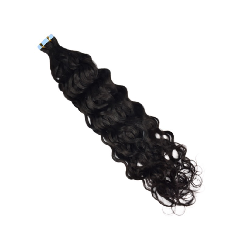 Tape In Hair Extensions - #1B Italian Curly Human Hair