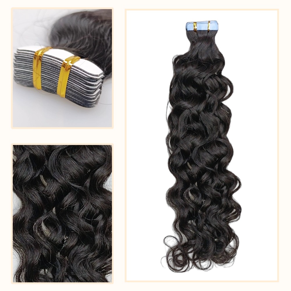 Tape In Hair Extensions - #1B Italian Curly Human Hair