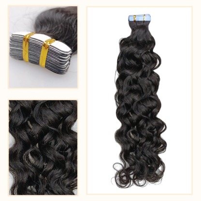 Tape In Hair Extensions - #1B Italian Curly Human Hair