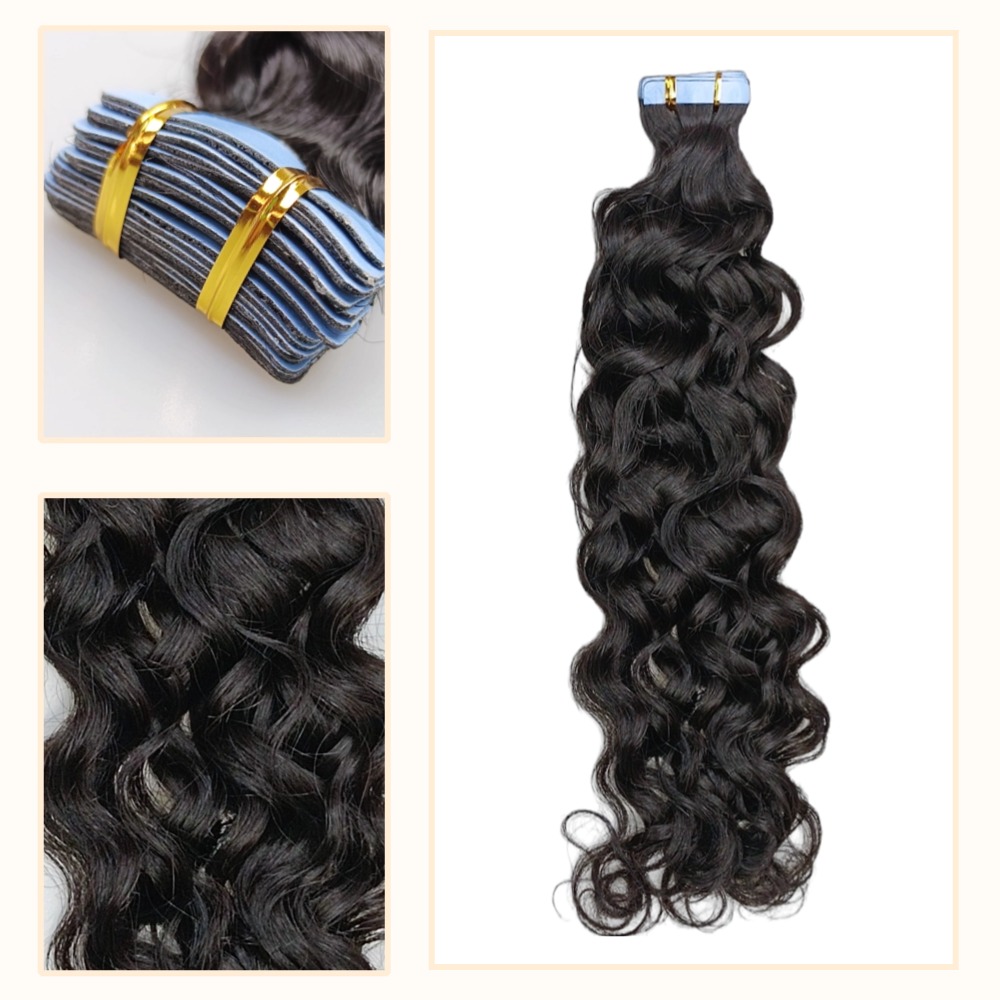 Tape In Hair Extensions - #1B Italian Curly Human Hair