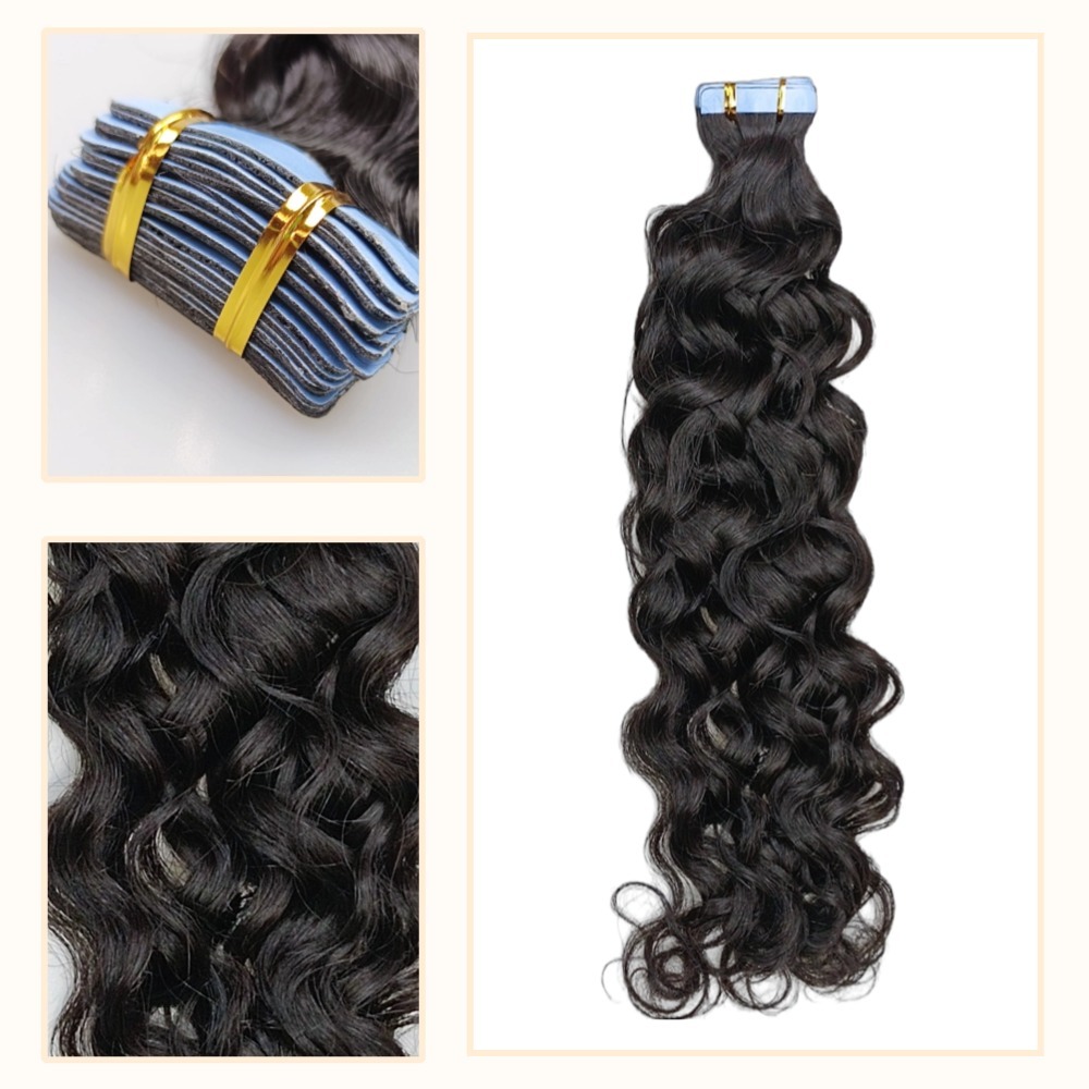 Tape In Hair Extensions - #1B Italian Curly Human Hair