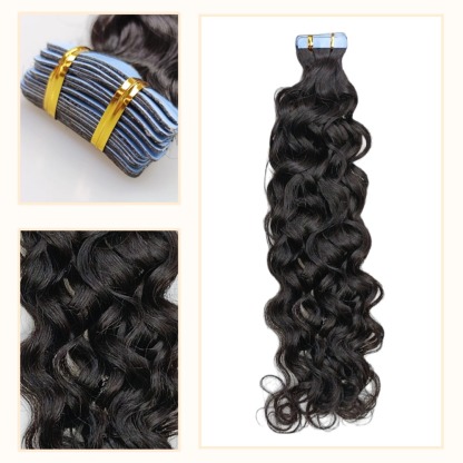 Tape In Hair Extensions - #1B Italian Curly Human Hair