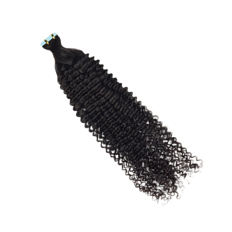 Tape In Hair Extensions - #1B Kinky Curly Human Hair