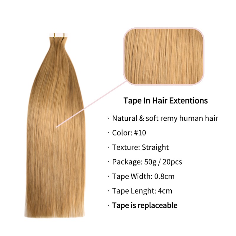 Tape In Hair Extensions - #10 Straight Human Hair