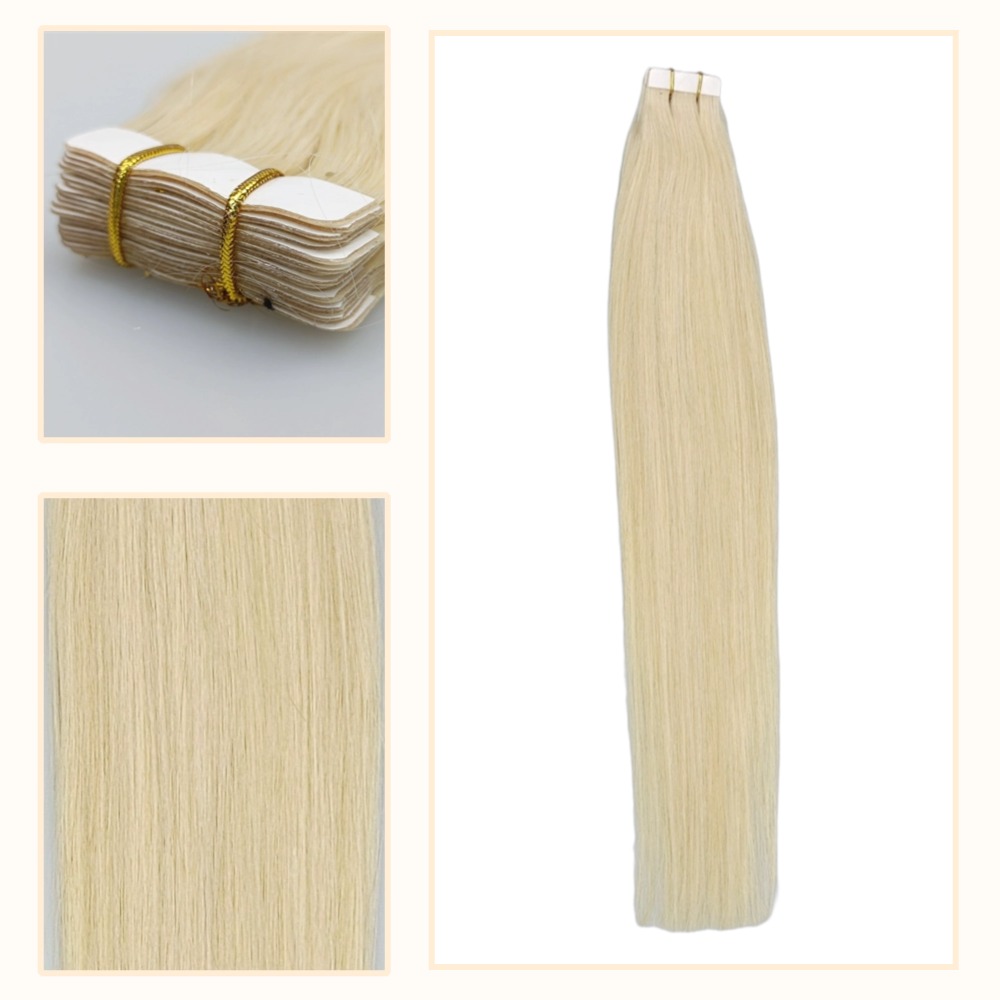 Tape In Hair Extensions - #613 Blonde Straight Human Hair