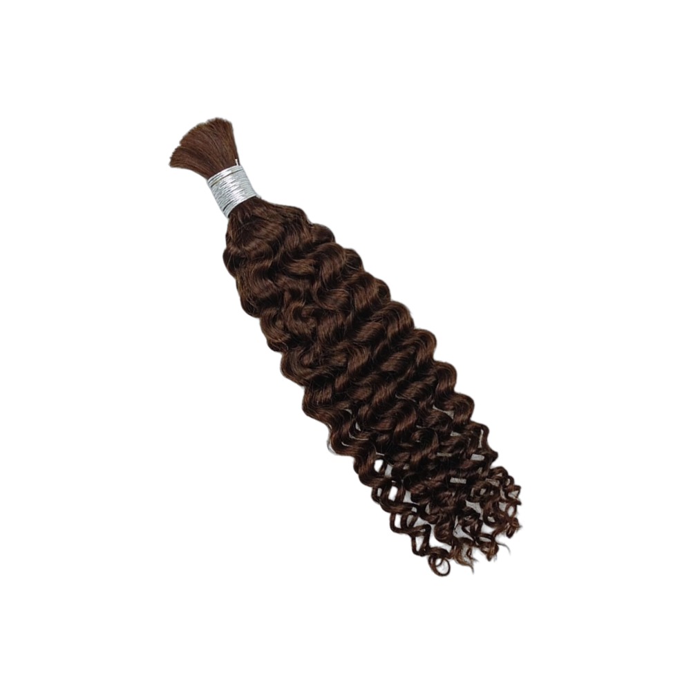 Bulk Human Hair - #2 Dark Brown Deep Curly Braiding Hair