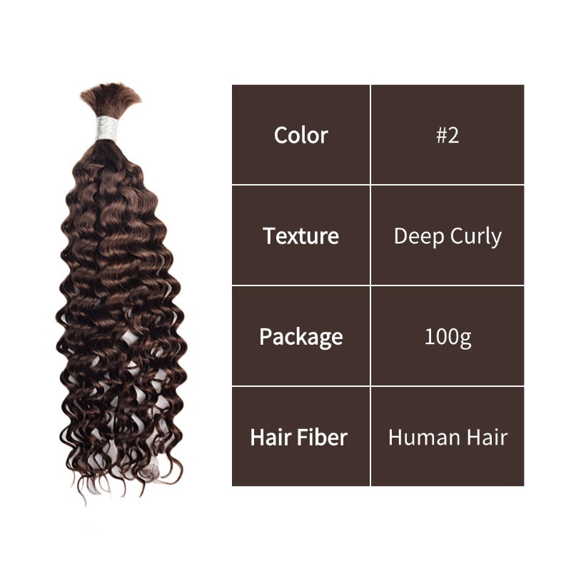 Deep Curly Bulk Human Hair - #2 Hair Extensions