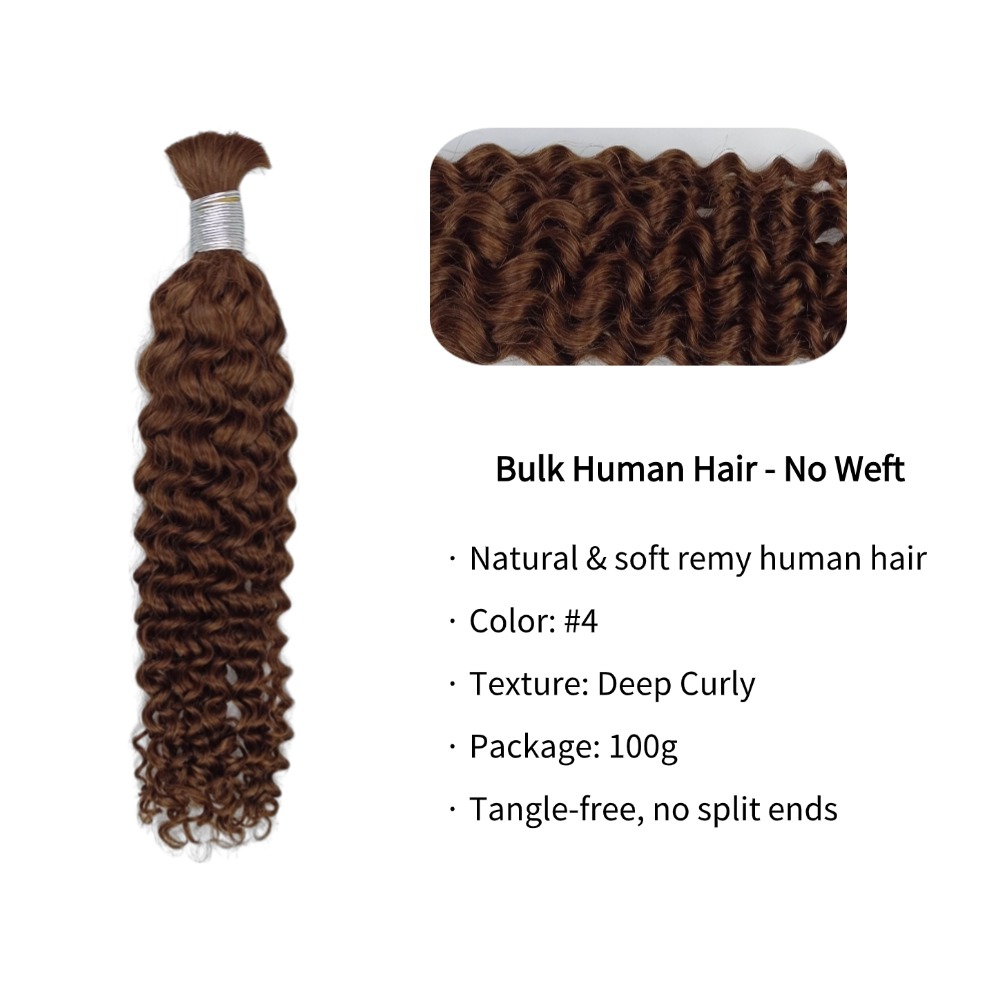 Bulk Human Hair - #4 Deep Curly Braiding Hair