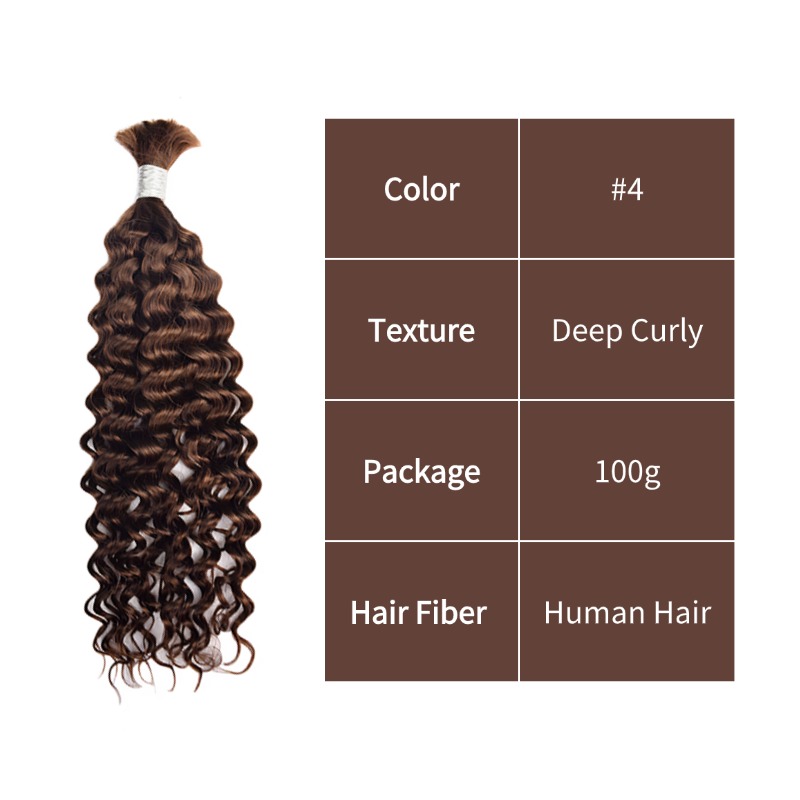Deep Curly Bulk Human Hair - #4 Hair Extensions