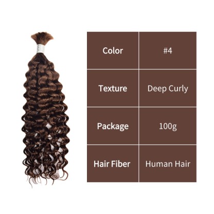 Deep Curly Bulk Human Hair - #4 Hair Extensions