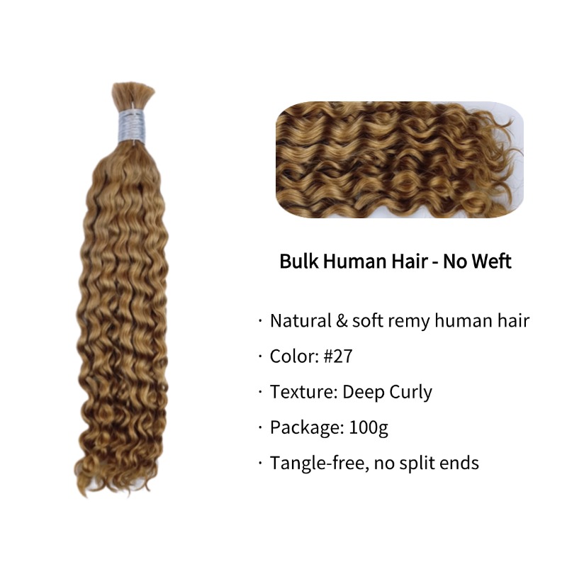 Deep Curly Bulk Human Hair - #27 Hair Extensions