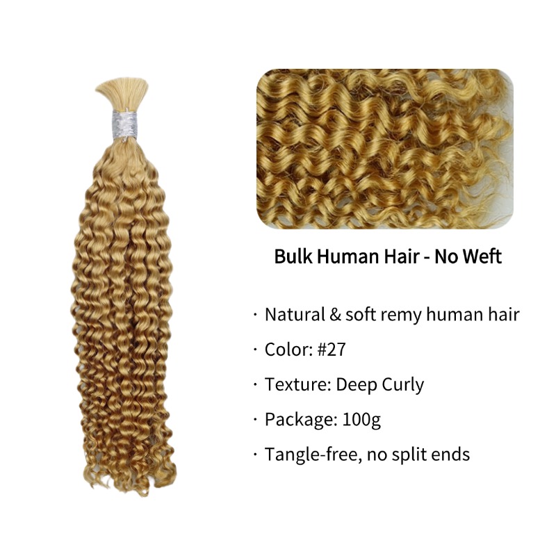 Deep Curly Bulk Human Hair - #27 Braiding Hair