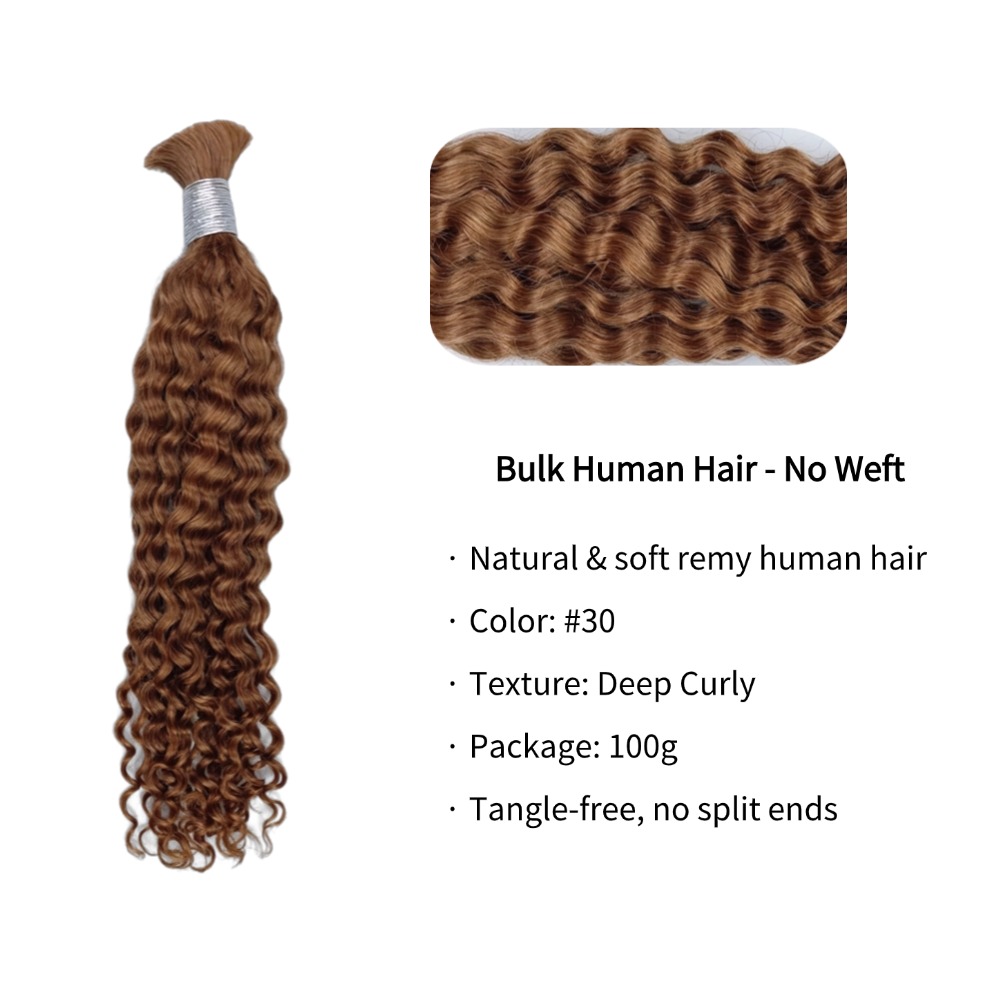 Bulk Human Hair - #30 Deep Curly Braiding Hair