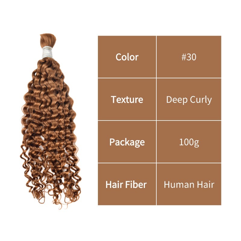 Deep Curly Bulk Human Hair - #30 Hair Extensions