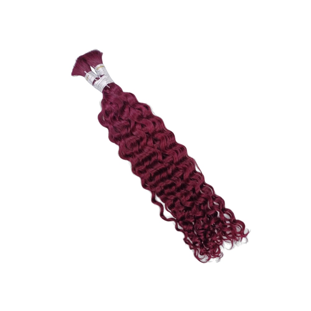 Bulk Human Hair - #99J Burgundy Deep Curly Braiding Hair
