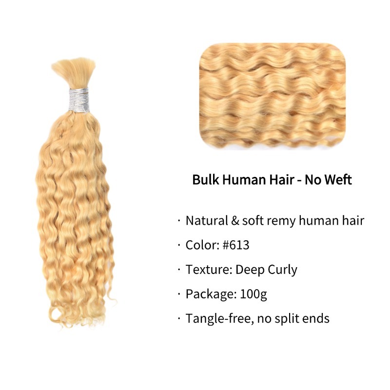 Deep Curly Bulk Human Hair - #613 Hair Extensions